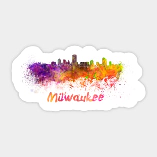 Milwaukee skyline in watercolor Sticker